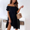 Women Sexy Backless Mini Dress Summer Fashion Lady Slash Neck White Puff Sleeve Big Swing Party Beach Dresses Casual Robe Femme