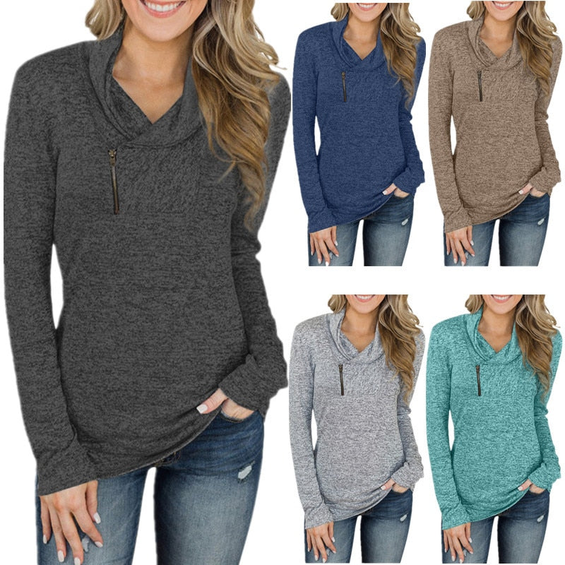 Women Top sweater like New Women Solid Color Long-sleeves