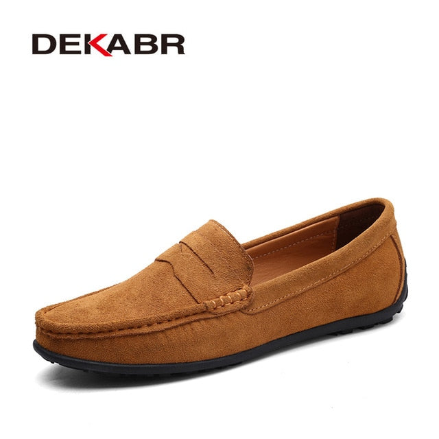 DEKABR Men Loafers High Quality Genuine Leather Shoes Men Flats Lightweight