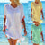 Women Dress Summer V Neck Ladies Blouse Shirt Swimming Tops Striped Bikini Cover Up Swimwear Beach Dress