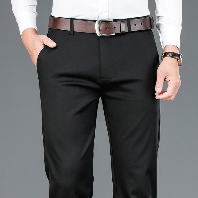 Men's Bamboo Fiber Casual Pants Classic Style Business Fashion Stretch Cotton