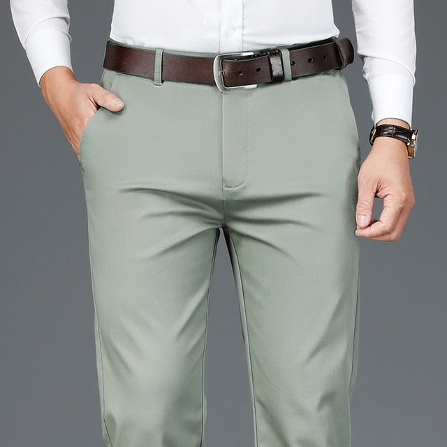 Men's Bamboo Fiber Casual Pants Classic Style Business Fashion Stretch Cotton