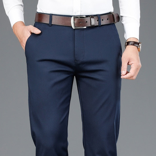 Men's Bamboo Fiber Casual Pants Classic Style Business Fashion Stretch Cotton