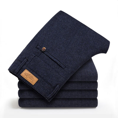 Classic Style Men's Casual Pants Business Fashion Black Blue Elastic Regular Fit