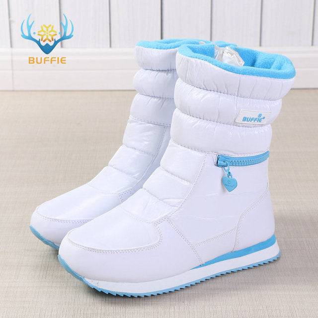 Winter Boots Women Warm Snow Shoe 30% Natural Wool Footwear White Color  Big Size Zipper Mid-calf Free Shipping