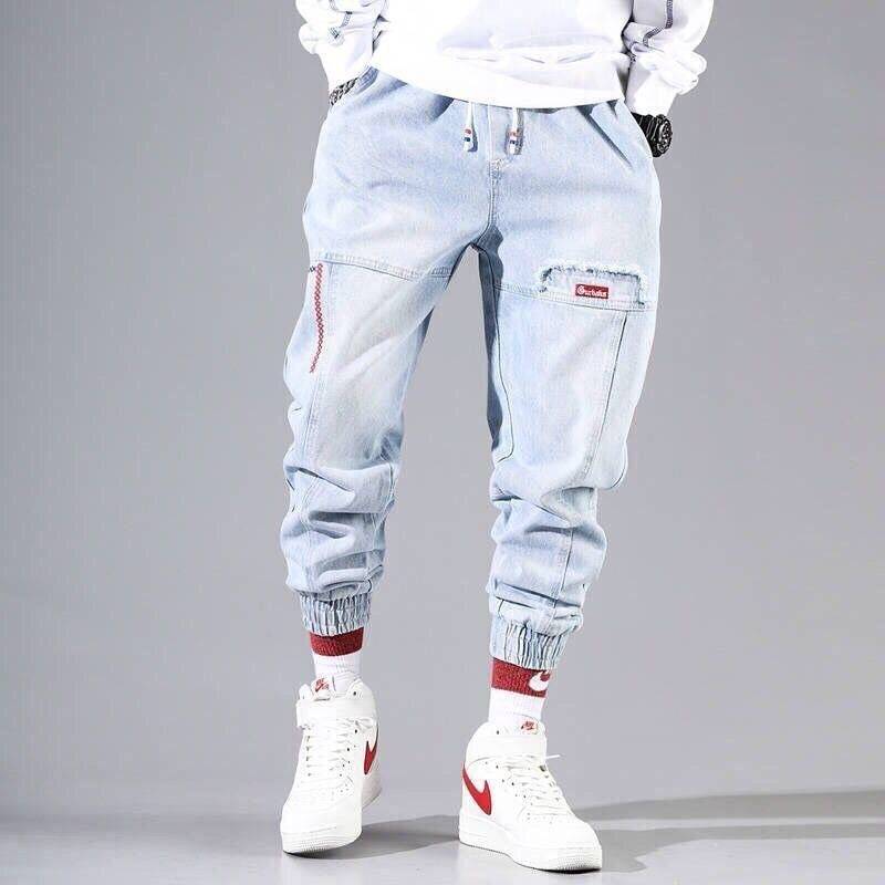 Hip Hop Cargo Pants Men's Jeans Cargo Pants Elastic  pants Joggers Pants