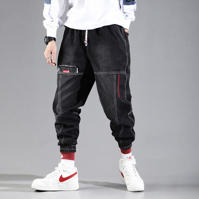 Hip Hop Cargo Pants Men's Jeans Cargo Pants Elastic  pants Joggers Pants