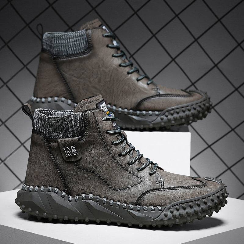 Classic Men Boots Leather Shoes Plush Men Snow Boots Fashion Soft Brand Breathable Outdoor Work Boots Men Boots